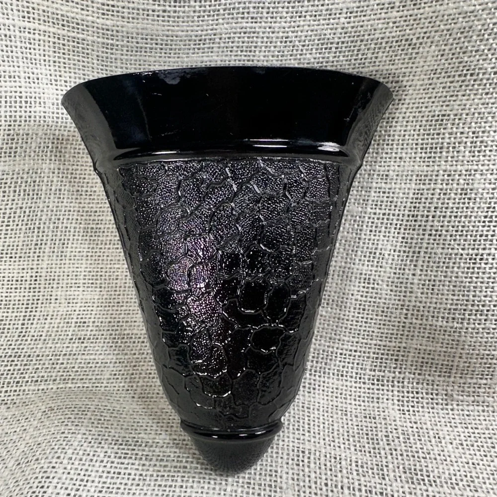 Art Deco Black READ Amethyst Glass Wall Pocket Imperial Glass 1930s 1940s VTG